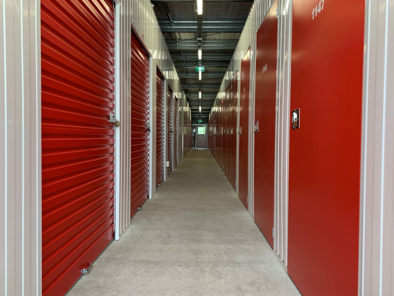 corridor of modern dry secure storage units