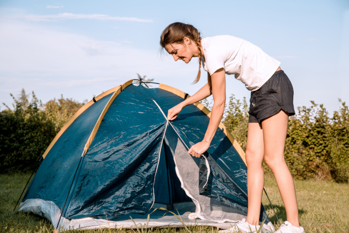 Cleaning a tent