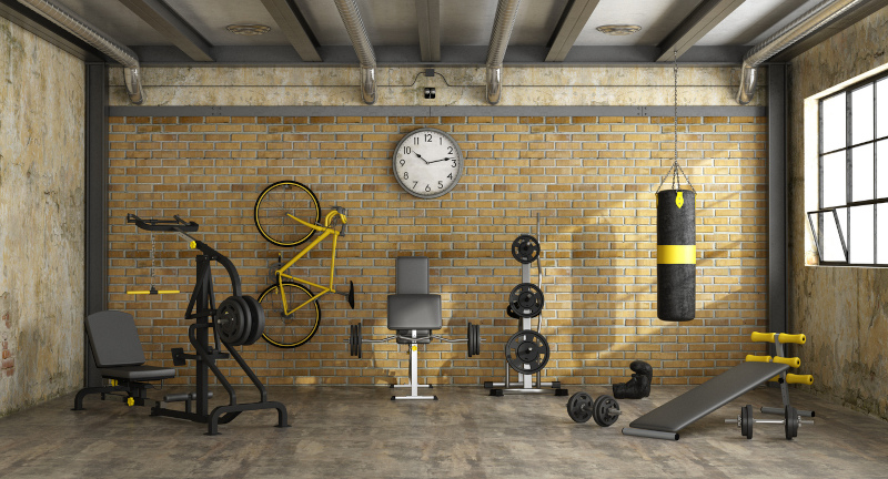 Gym located in garage