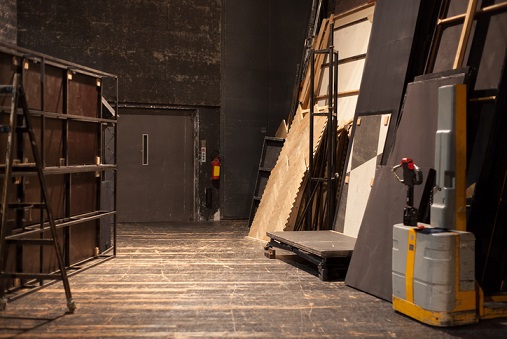 theatre scenery in storeroom backstage