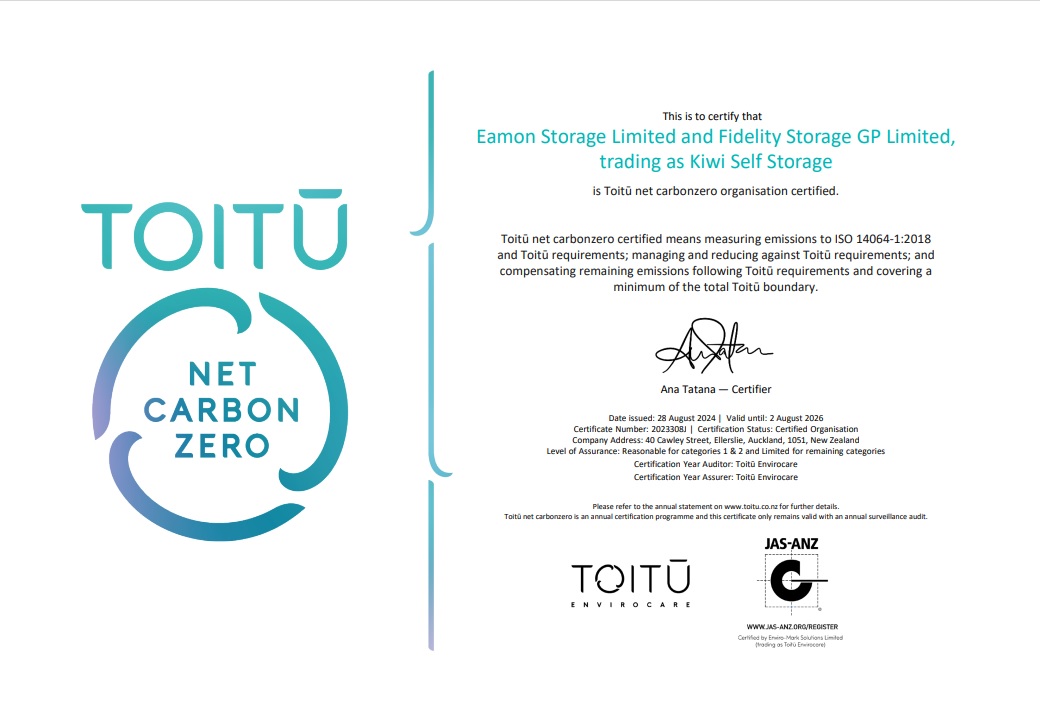 Toitu Carbon zero certificate 2023, expires 2027