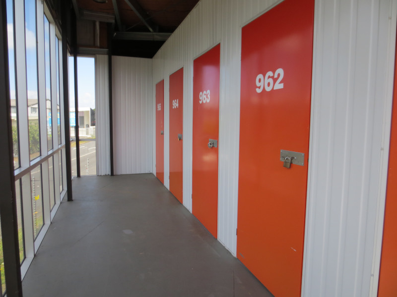 outside corridor with storage units