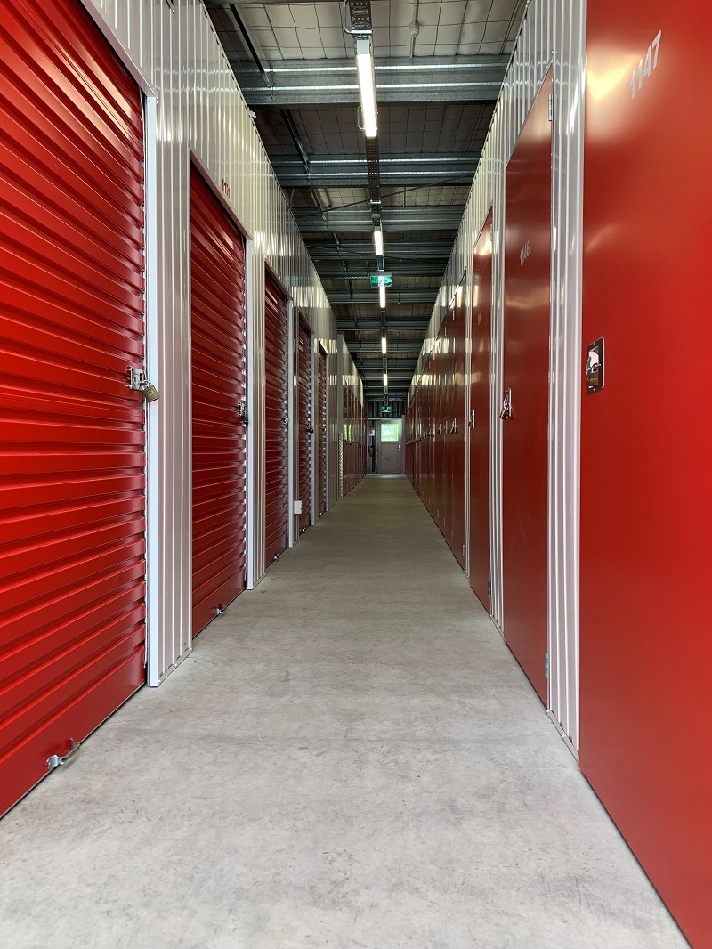 corridor with storage units