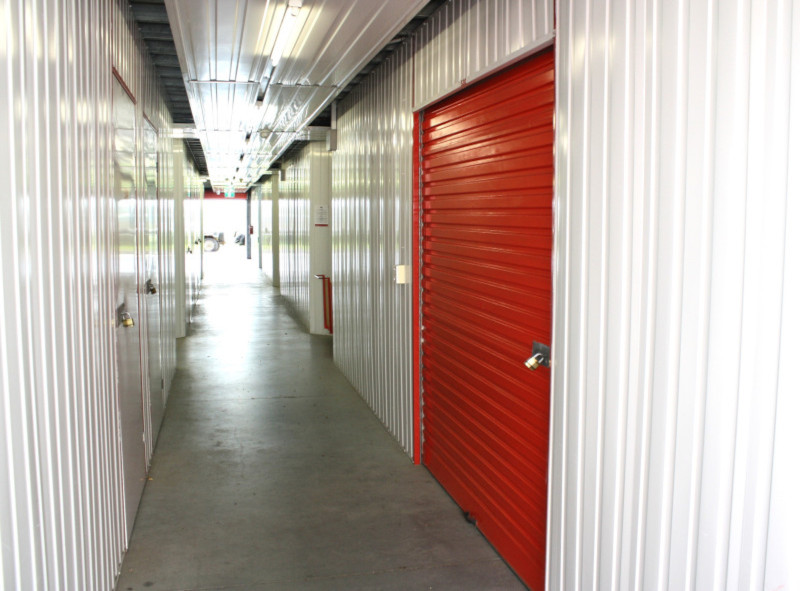 corridor with storage units